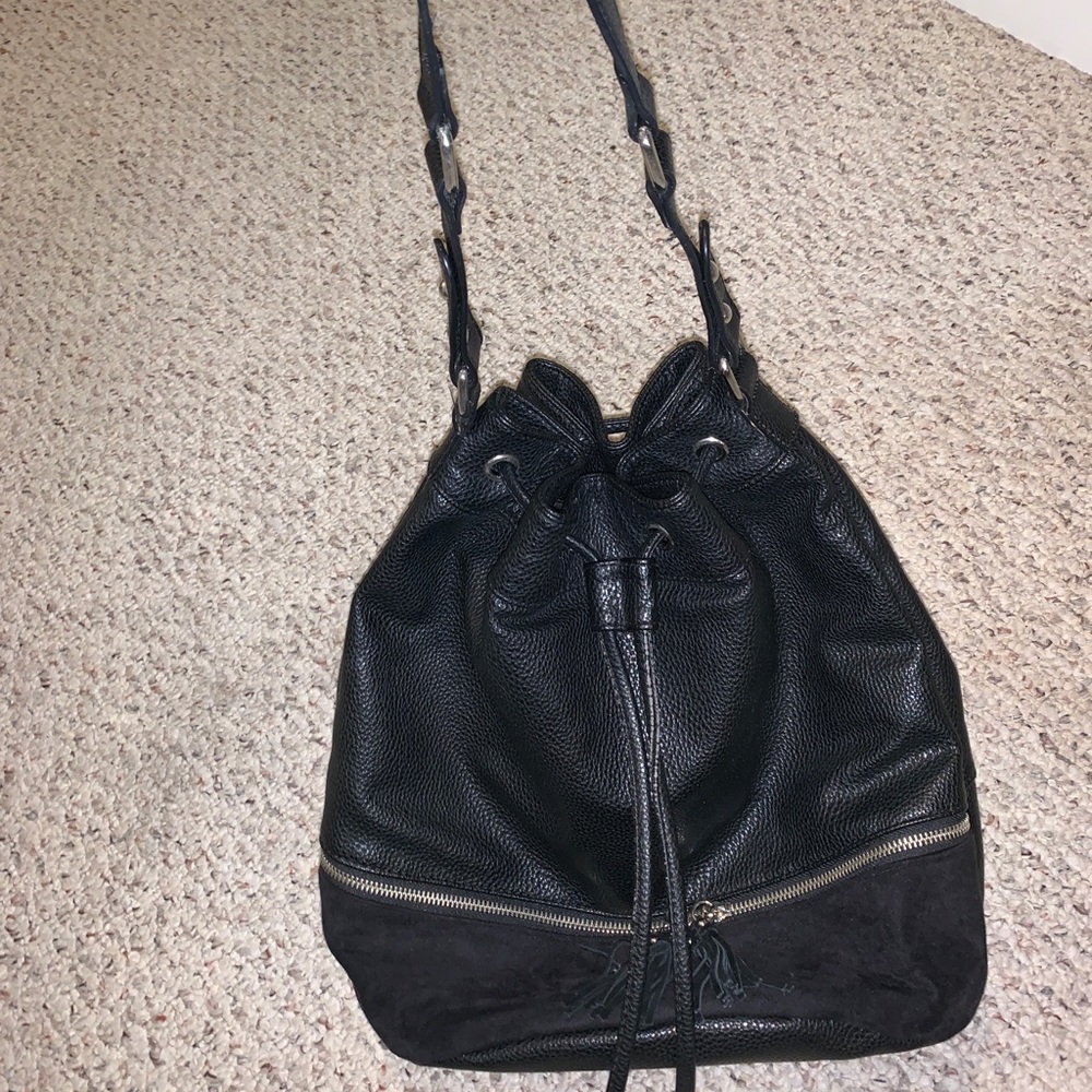 Express black bucket bag
